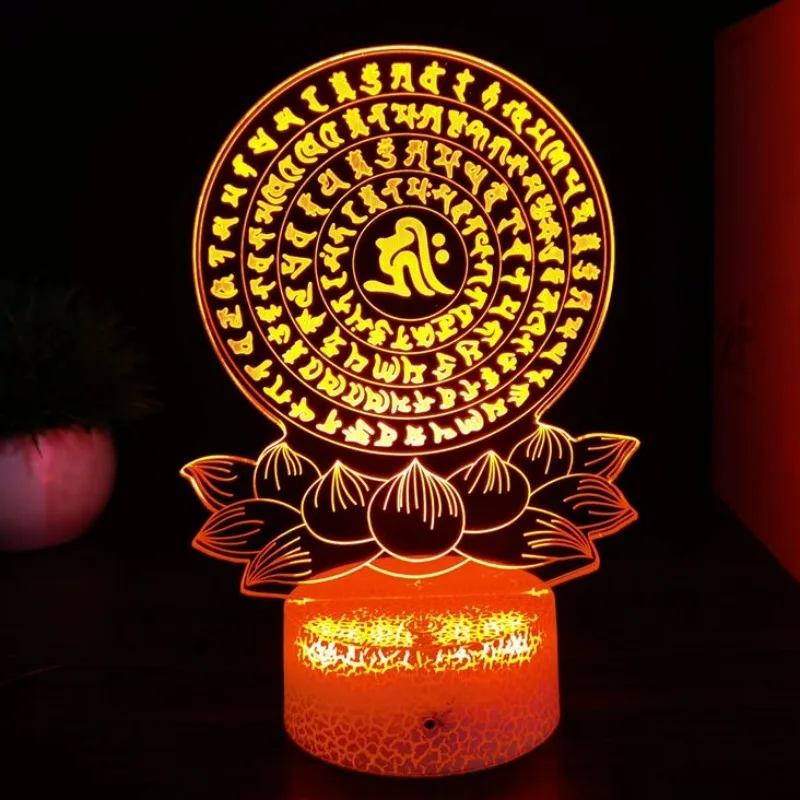 

Nighdn Buddha's Prayer Lamp Bedside Table Dedk Decor 7 Color Changing 3D Night Light Acrylic LED Nightlight Gift for Buddhist