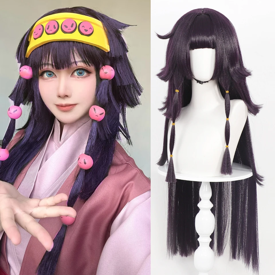 Anime Alluka Zoldyck Cosplay Wig Long Straight Dark Purple Synthetic Hair Wig For Women Alluka Zoldyck Role Playing Costumes Wig