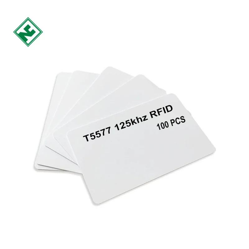 100PCs a lot printable blank white PVC card 125kHz proximity RFID card t5577 hotel key card