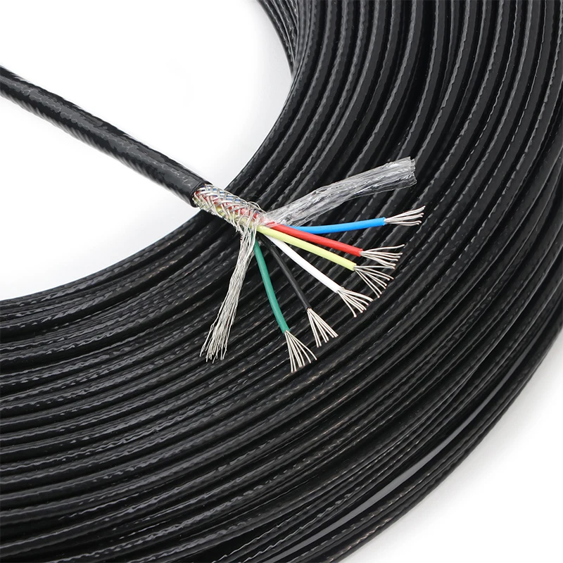 custom order-Black PTFE shielded wire 5 core X 0.5mm2 ², 17 meters long