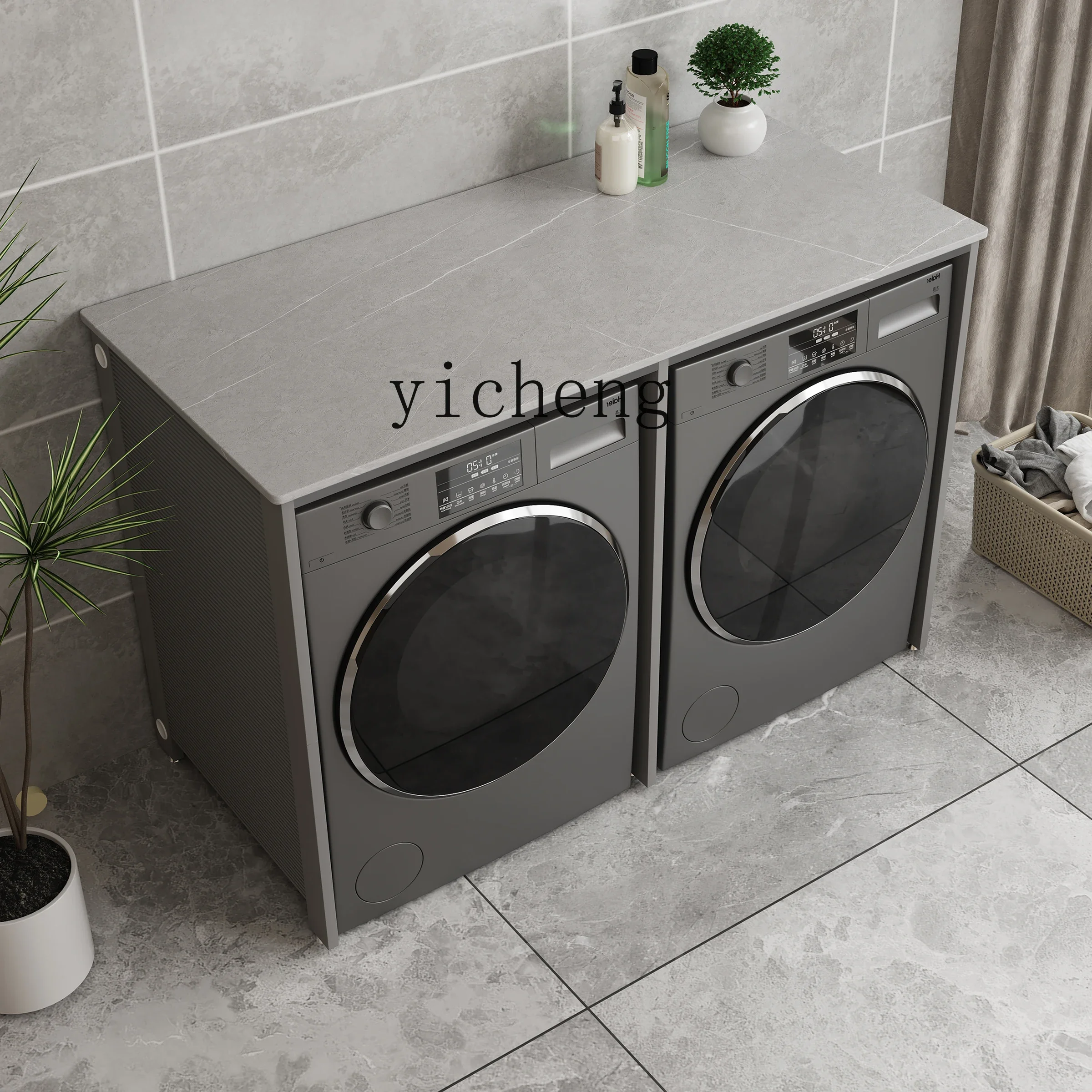 YS-15  Space Aluminum Balcony Laundry Double Machine Rock Board Storage Rack Companion Combination Cabinet Washer Dryer