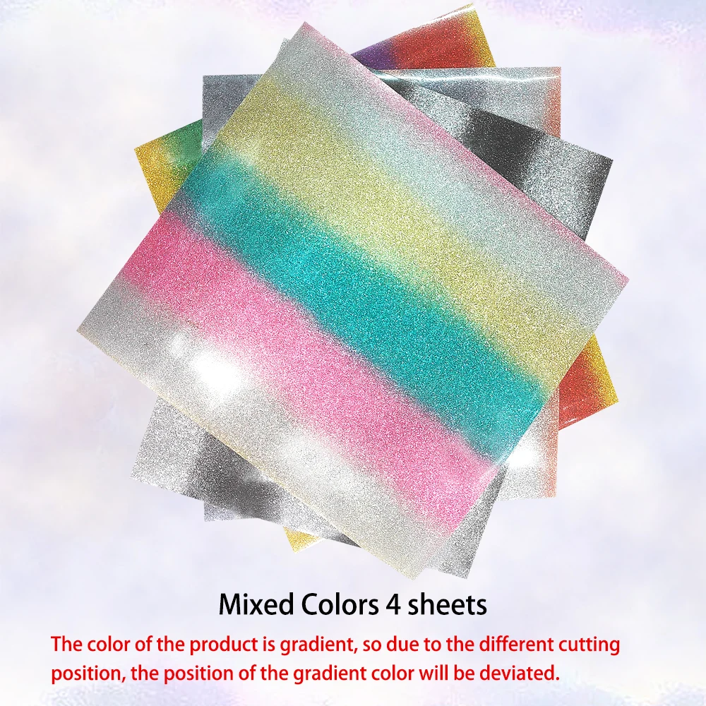 غشاء قطع من الفينيل لتصميم النقل الحراري ، غشاء ذاتي الصنع ، سهل القطع ، فلاش ، مسحوق سكاليون متدرج ، 4 ألوان