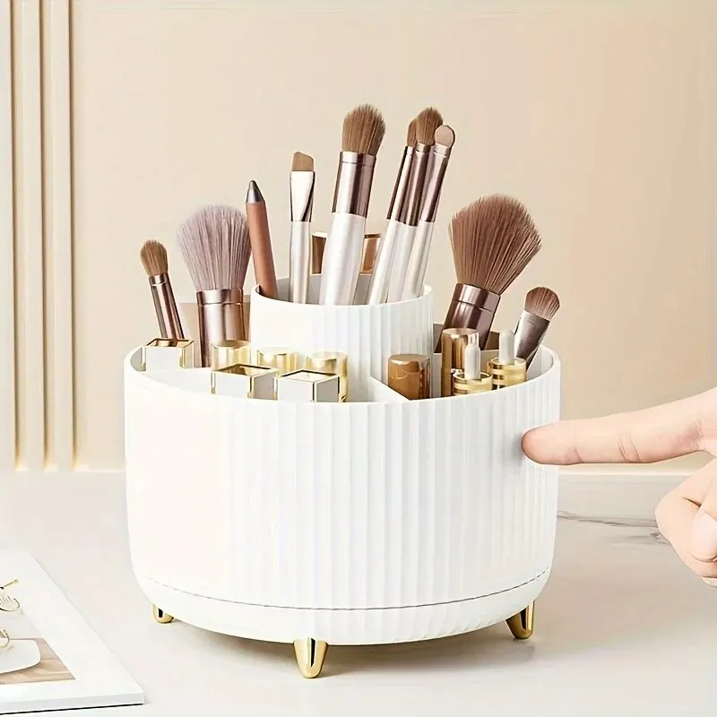 Desktop Lipstick Eye Shadow Pen Container Storage Bucket Makeup Box Storage Box Rotary Dust-proof Makeup Brush Storage Cylinder