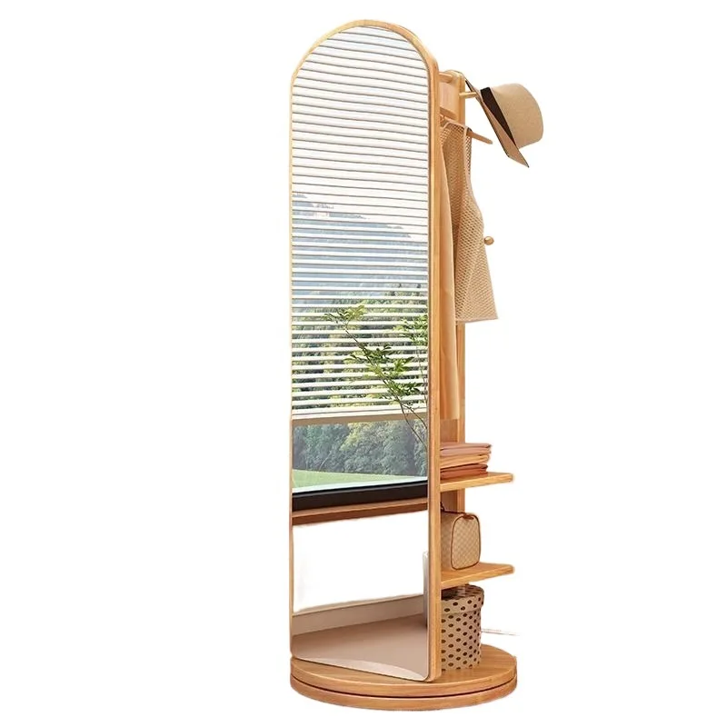 

Solid wood full-length mirror, floor-to-ceiling bedroom household rotatable full-length mirror