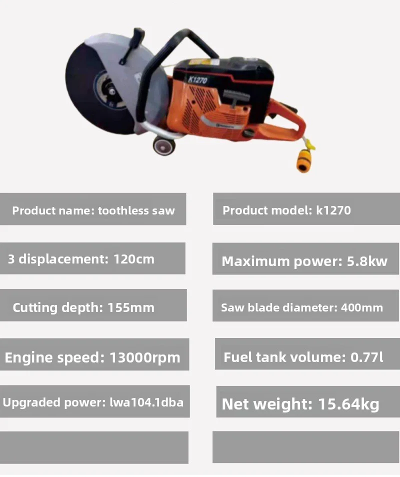 Portable 2-Stroke 65cc Air-Cooled Engine Power Concrete Vibrator with Vibration Function for Cutting Concrete Roads