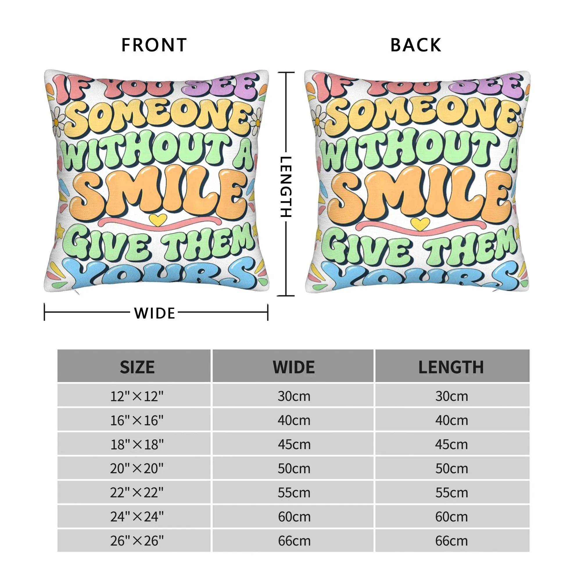 If You See Someone Without A Smile Give Them Yours Pastel Pillow Case  Funny Pillow Cover Comfy Pillowcases For Chair Home Decor