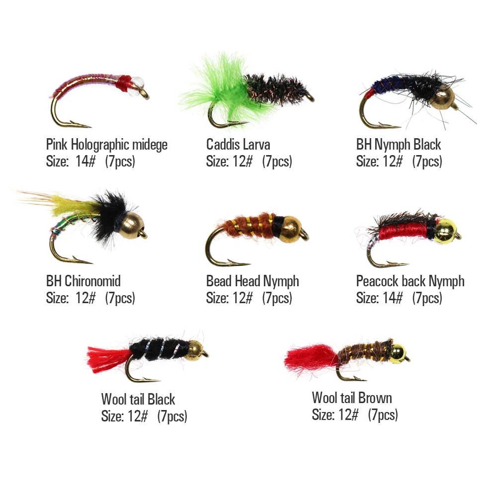 147PCS Scud Nymph Midge Larvae Box Set Fly Fishing Flies Trout Grayling Panfish Lure Carp Artificial Fish Bait