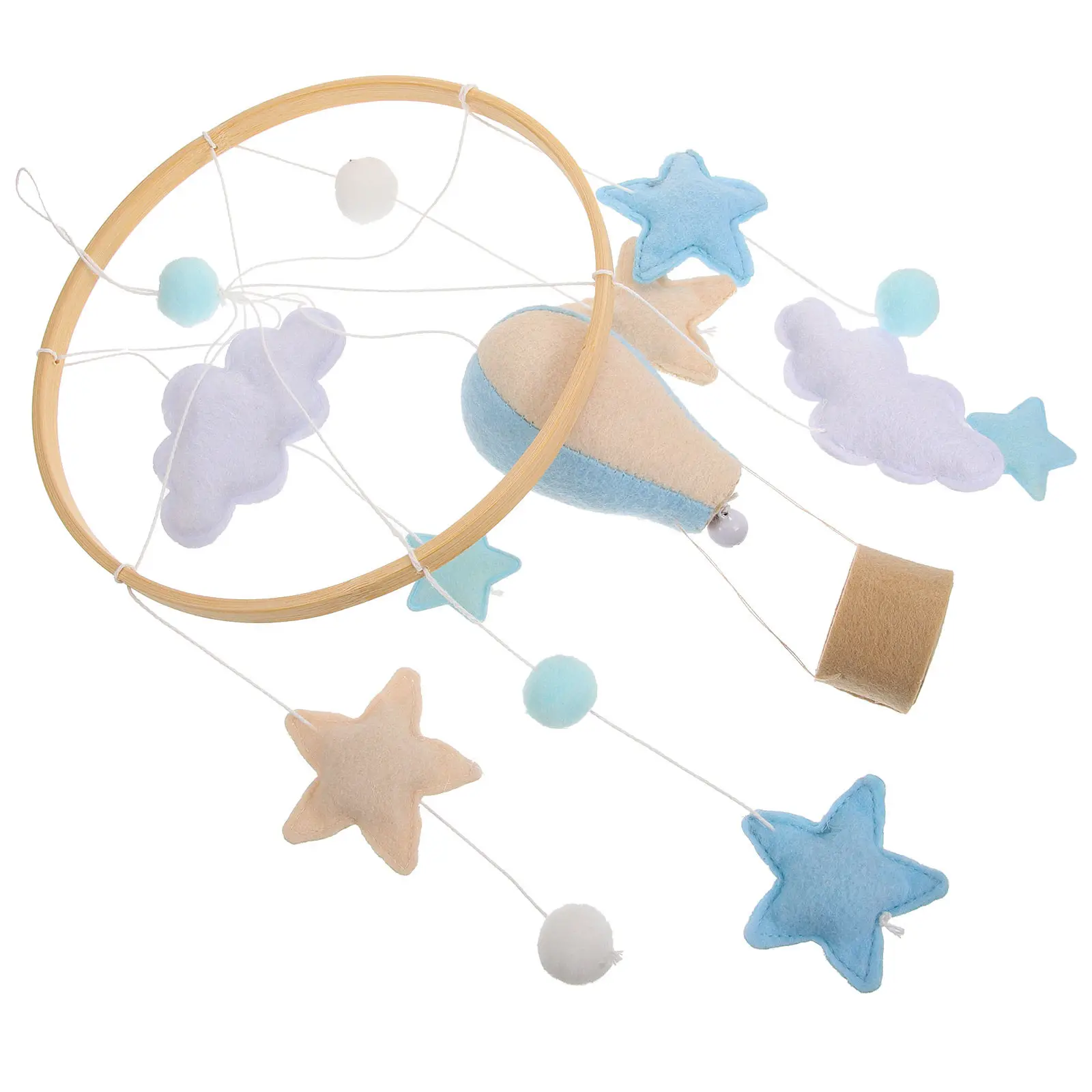 Wiegmobiel voor meisjes, ontwerp wolk en luchtballon, hangende decoratie, kinderkamer, babybed, hangende decoratie