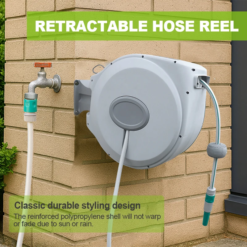 Automatic Retractable High-Pressure Garden Hose Reel Industrial Car Wash Water Hose Reel Made of Durable Plastic