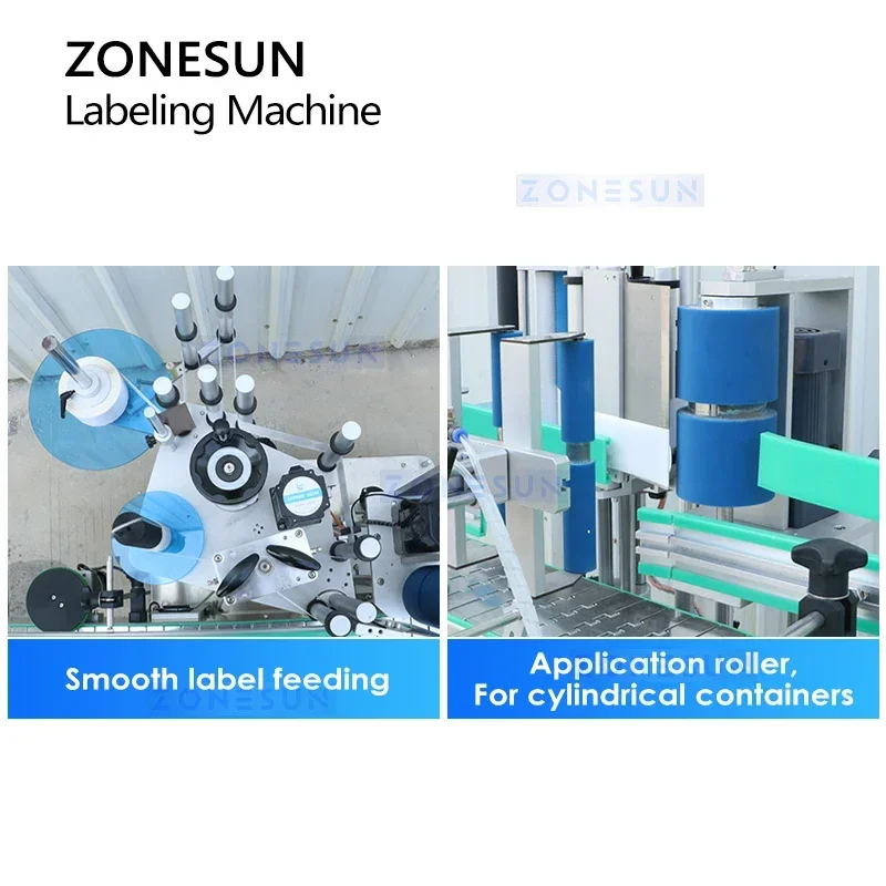 ZONESUN التفاف حول وضع العلامات لطفاية حريق حاويات أسطوانية كبيرة آلة وضع العلامات التجارية الحل ZS-TB400