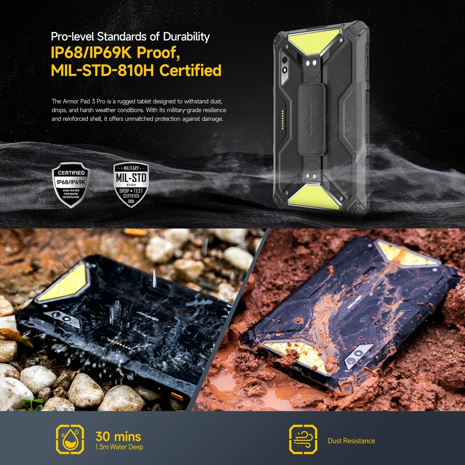 Ulefone Armor Pad 3 Pro Rugged Tablet PC 33280mAh 66W MediaTek MT8788 16GB RAM(8+8) 256GB ROM 50MP 10.36" 2K 4G Android 13 NFC
