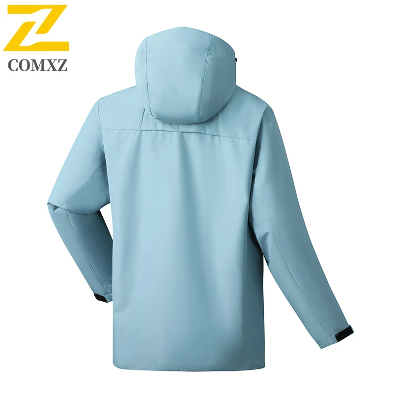 Men's Outdoor Jacket Waterproof Windproof Lightweight Hooded Hiking Travel Jacket Loose Fit Casual Windbreaker Sport Coat