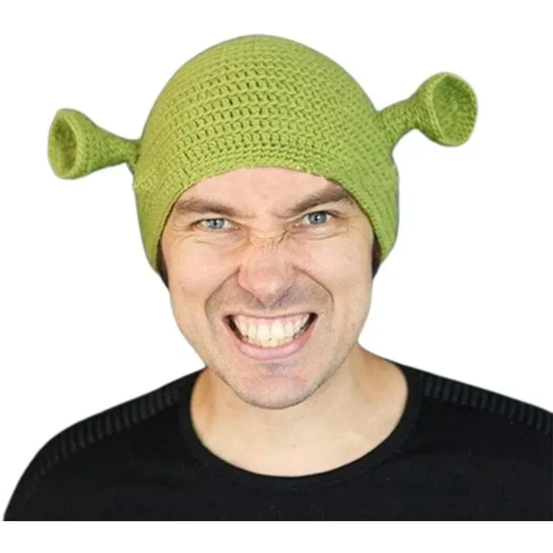 Hot Sale Cosplay Dome Cap Wool Winter Hat for Children Unisex Hand Knitted Shrek Hats Beanie Hat Warm Durable Hand Knitted Cap