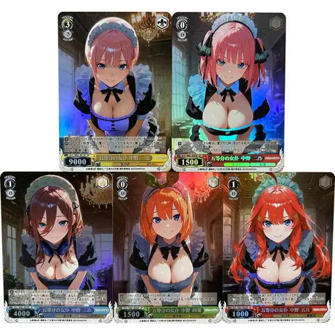 5 개/대 Anime Weiss Schwarz 컬렉션 카드 The Quintessential Quintuplets 나카노 이츠키 나카노 이치카 컬러 플래시 카드 선물