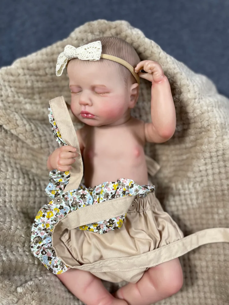 20inch LouLou Full Body Silicone Vinyl Washable Newborn Baby Doll Reborn Sleeping Flexible 3D Skin Tone with Visible Veins Doll