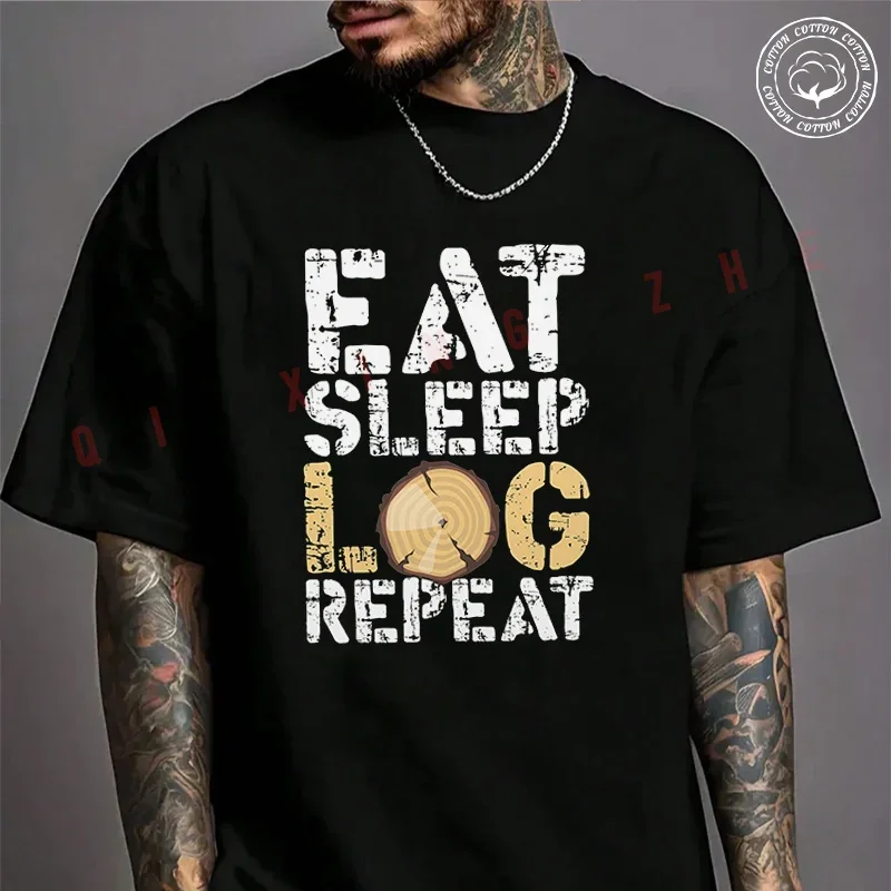 

Lumberjack Woodcutter Design Moto T-Shirt For Riders Men's Cotton Fashion Casual High Quality Round Neck Tshirt Tee