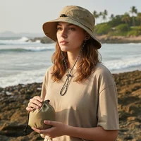 Fisherman Hat Foldable Quick Dry UV Protect Windproof Strap One Size Black, Gray, Khaki for Outdoor Travel Beach Men Women 4