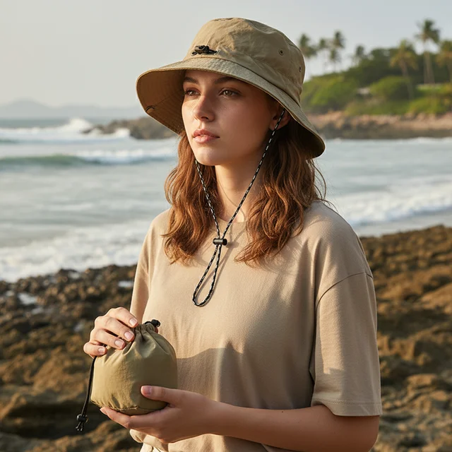 Foldable Quick-Dry Fisherman Hat – UV Protection Bucket Hat with Windproof Chin Strap, One Size – view 4