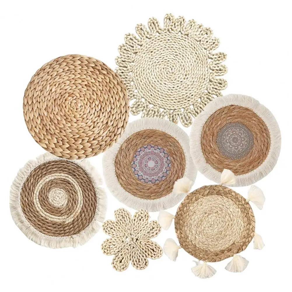 

Boho Wall Hanging Decor Bohemian Straw Wall Art Bohemian Woven Wall Decor Set for Home Office Room Rustic Natural for Bedroom