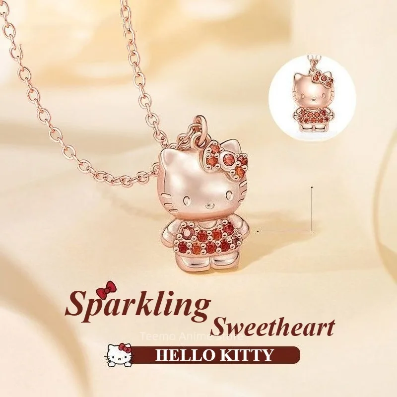 Anime Hello Kitty Sanrio Cartoon Character Necklace Sweetheart Accessories Kawaii Pendant Couple Cute Fashion Holiday Gift