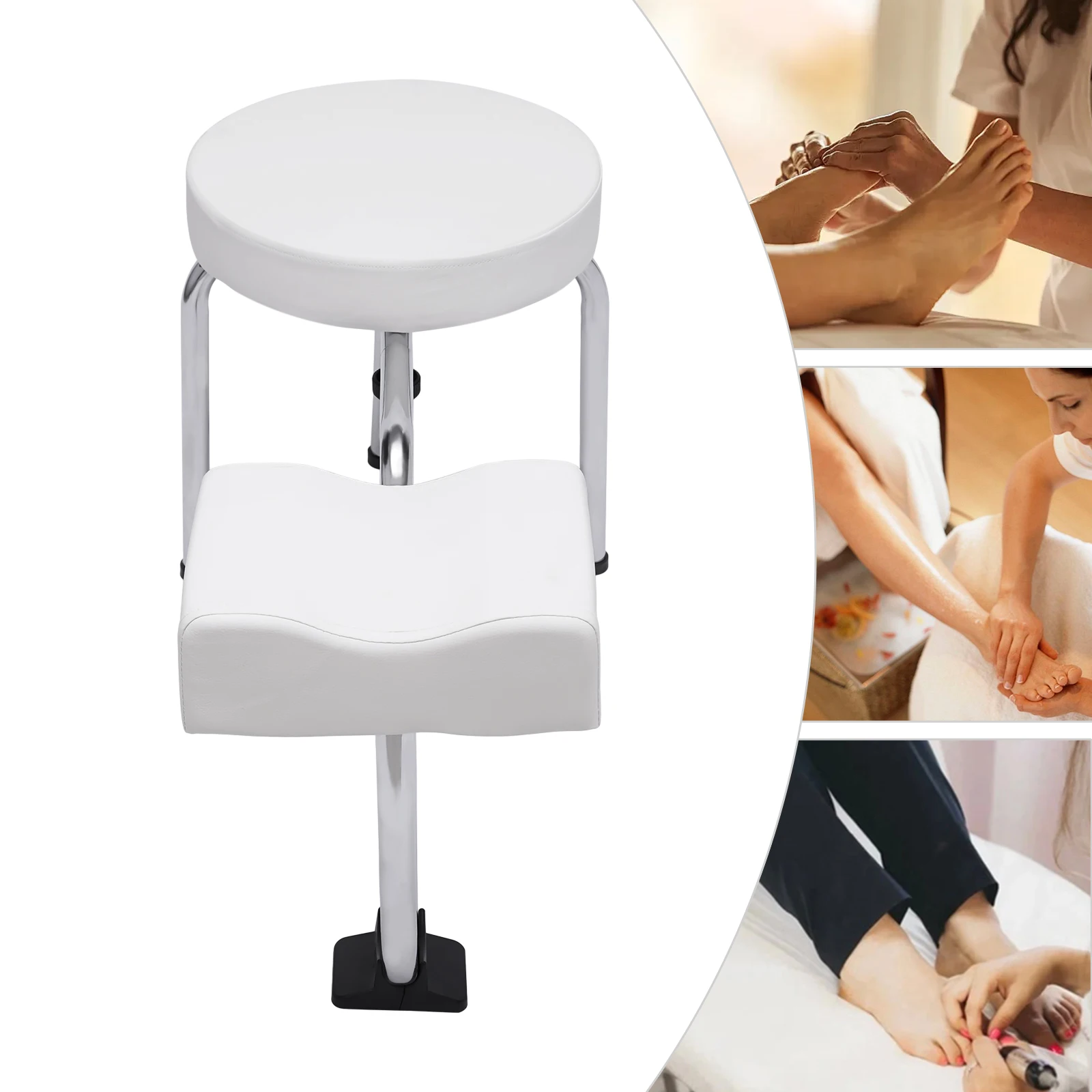 Almofada de pvc para descanso de pernas ajustável com apoio para os pés para arte em unhas, salão de beleza spa, equipamentos e suprimentos de estúdio (branco)