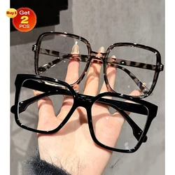 2PCS Square Black Leopard Frame Classic Fashion Clear Glasses For Daily Reading Life Back To School Decoration.