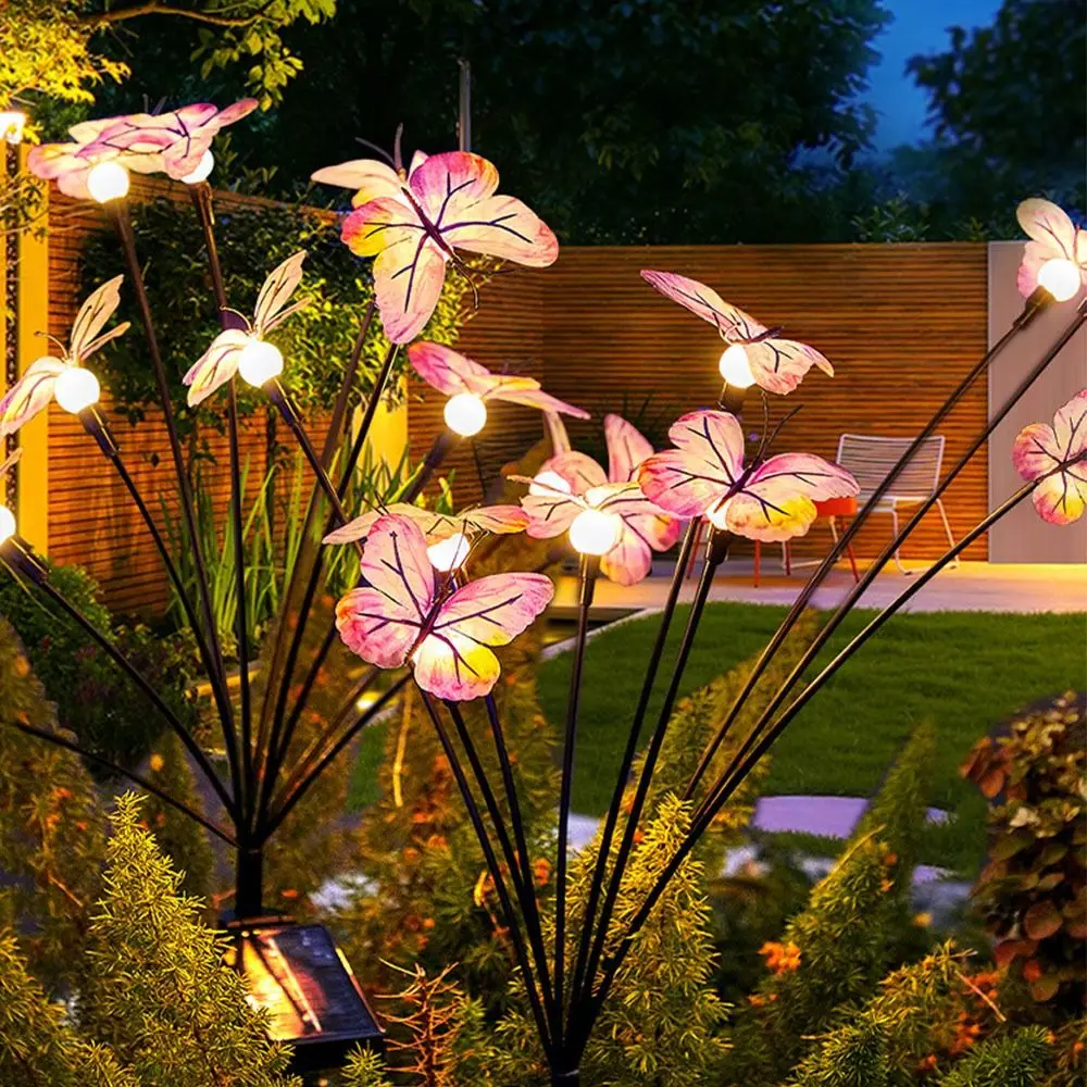 6/9 Head Butterfly Solar Garden Lights Waterproof 8 Light Modes Solar Landscape Lights Smart Sensor Decorative