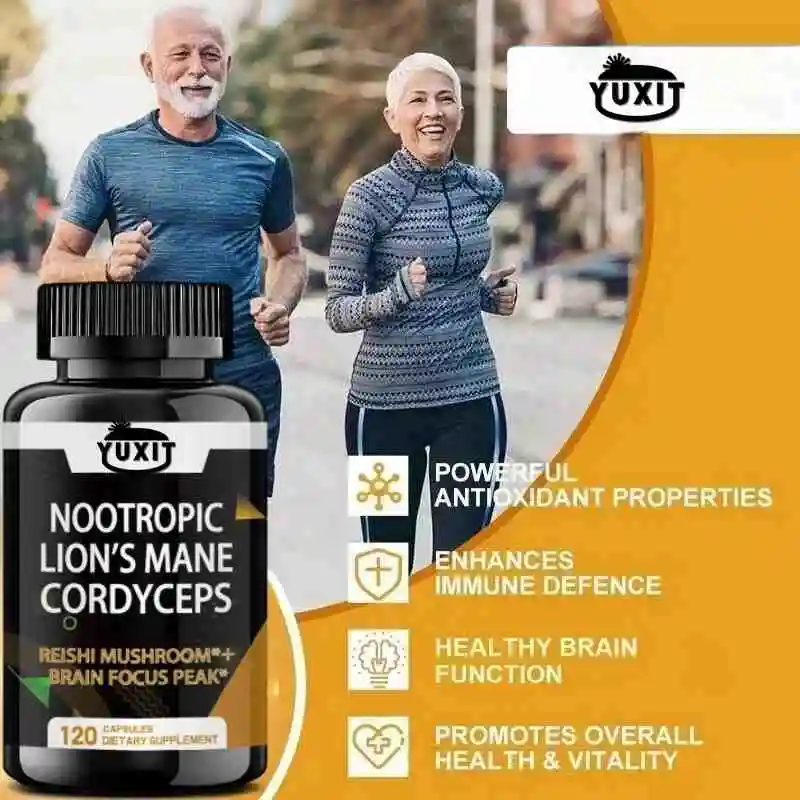 YUXIT  Lion s Mane Cordyceps Immune Booster Nootropic Brain Supplement for Energy Memory Liver