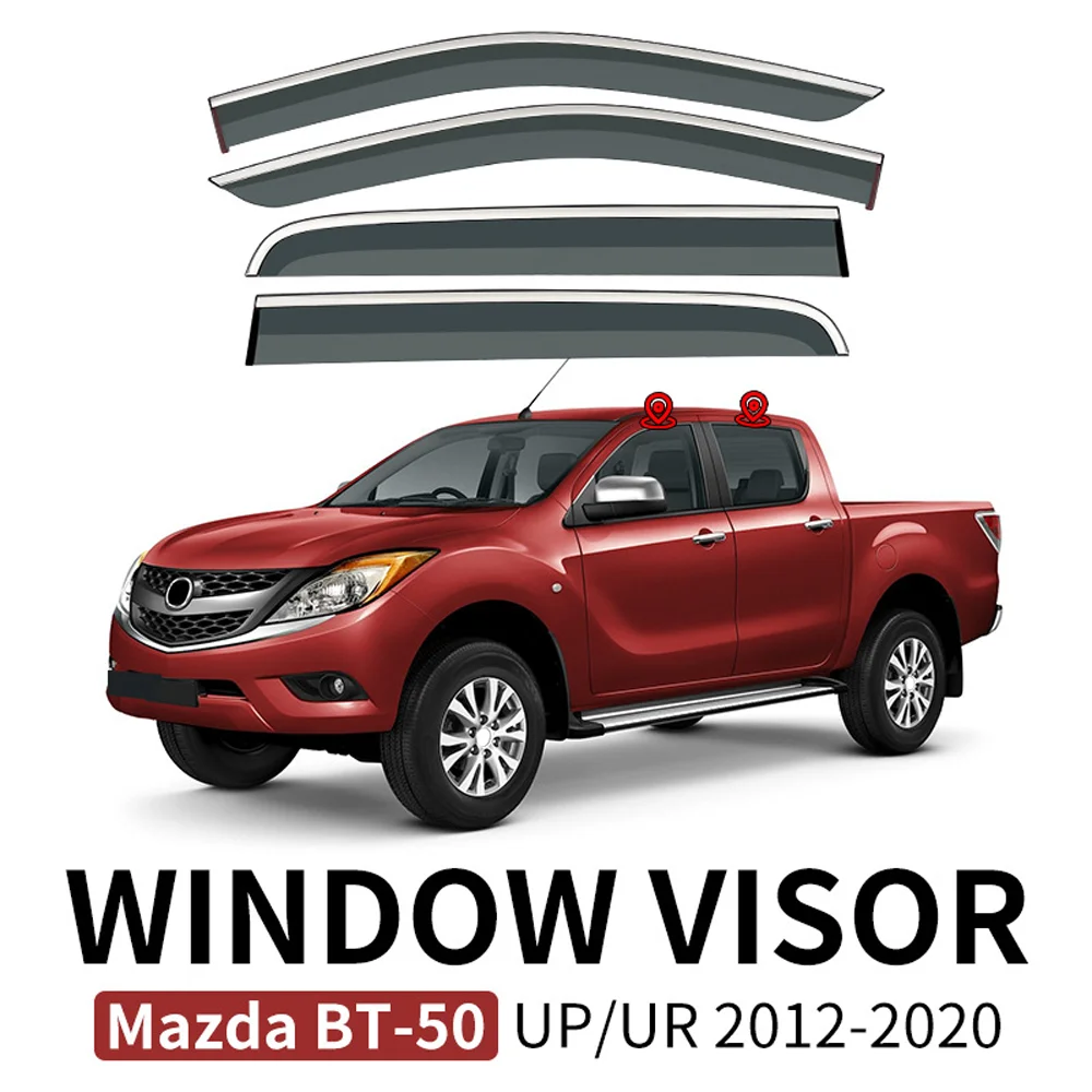 

Chrome Strips Rain Guards for Mazda BT-50 (UP UR) 2012-2020 Window Visor Wind Deflectors Door Visor Vent Shades Ventvisor
