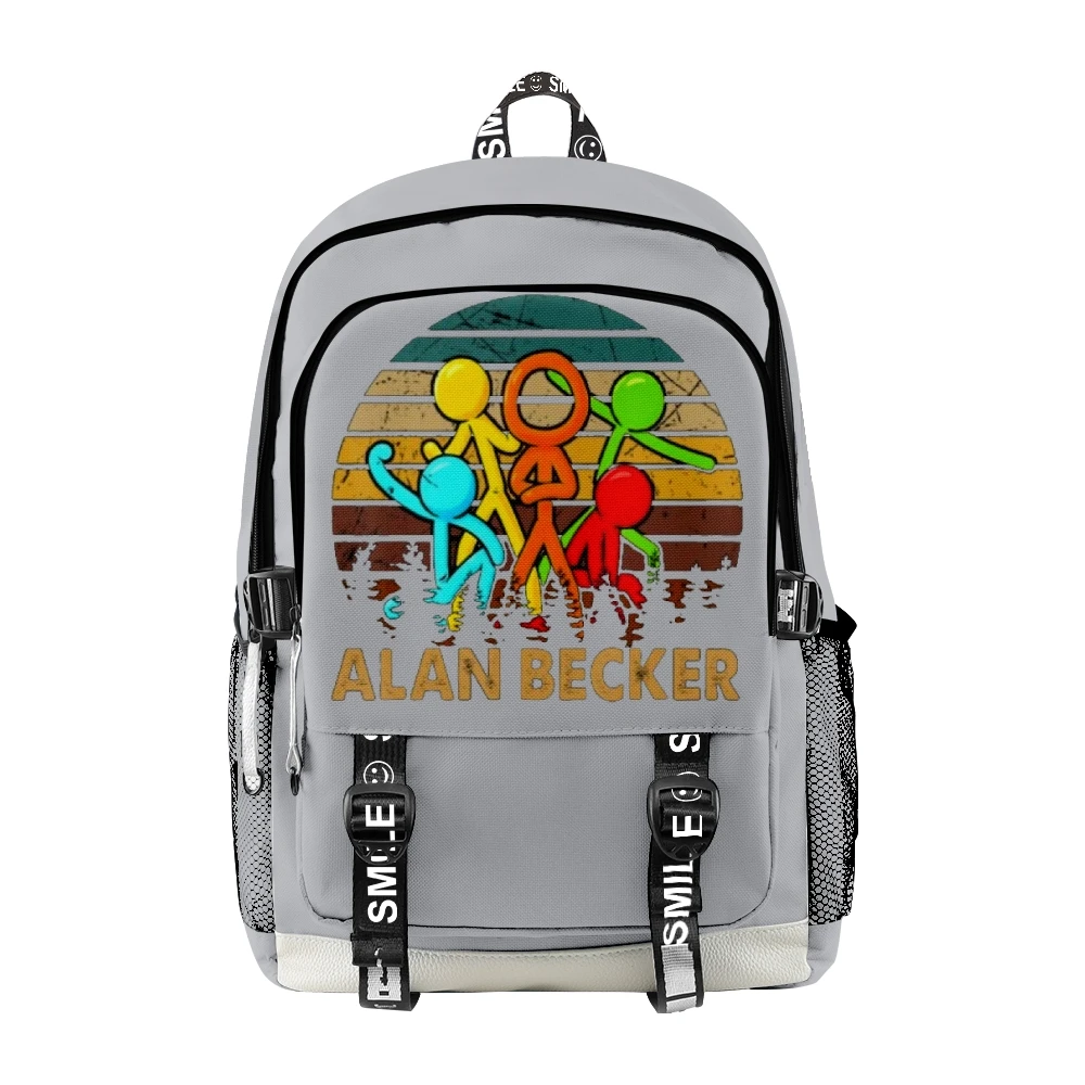 Alan Becker Merch Young Youtuber Zipper Backpack Children Kids School Bag Unique Daypack 2023 Unisex Traval Bag Oxford Cloth