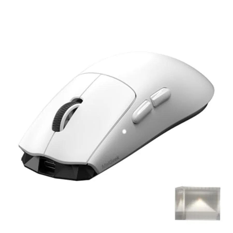 

Wireless Gaming Mouse 49g 8K Polling 30K DPI 215Hr Battery 2.4G USB-C Light Receiver for Medium Large Hands White