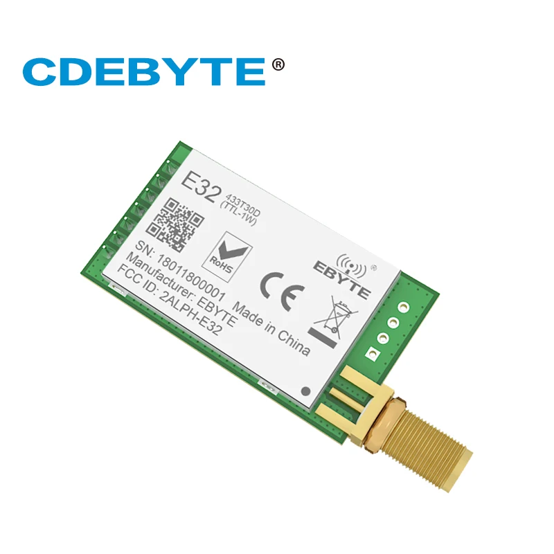 CDEBYTE Módulo inalámbrico de radio de largo alcance LoRa IoT 433MHz 30dBm 1W 8km E32-433T30D-V8