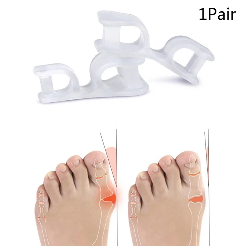 1 Pair Big Toe Two Hole Thumb Valgus Toe Separator Silicone Gel Foot Fingers Protector Corrector Pedicure Foot Care Tool