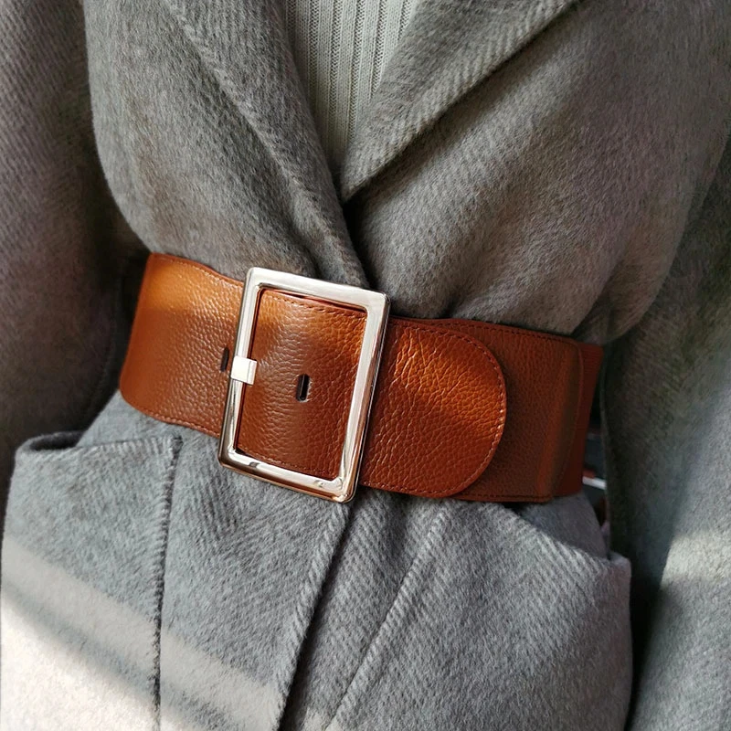 Woman Ultra Wide Waist Belt Elastic Versatile Decorative Down Jacket Waist Seal for Women,Skirt Sweater Coat Waistband
