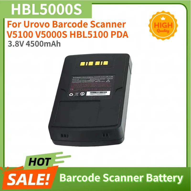 100% New High Quality HBL5000S Replacement Battery For Urovo Barcode Scanner V5100 V5000S HBL5100 PDA Battery 3.8V 4500mAh