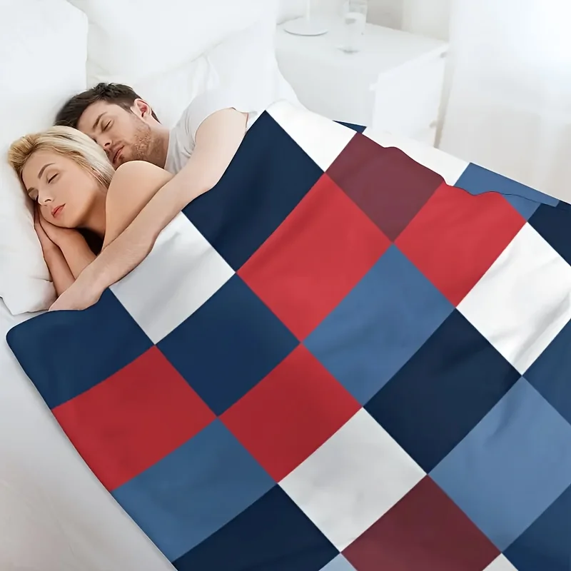 1pc Multicolor Plaid Flannel Blanket - Soft Warm All-Season, Multipurpose Office Camping Travel Gift