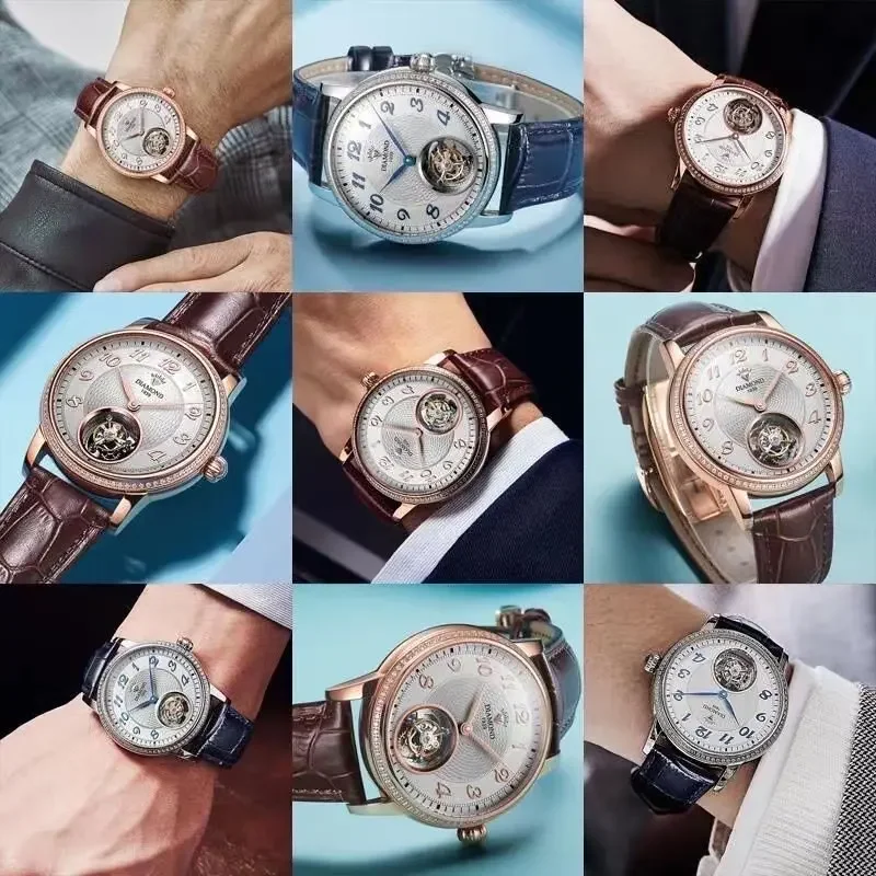 Shanghai Diamond High-end Tourbillon Fully Automatic Mechanical Watch Men's Business Couple Watch Luxury Men's and Women's Watch
