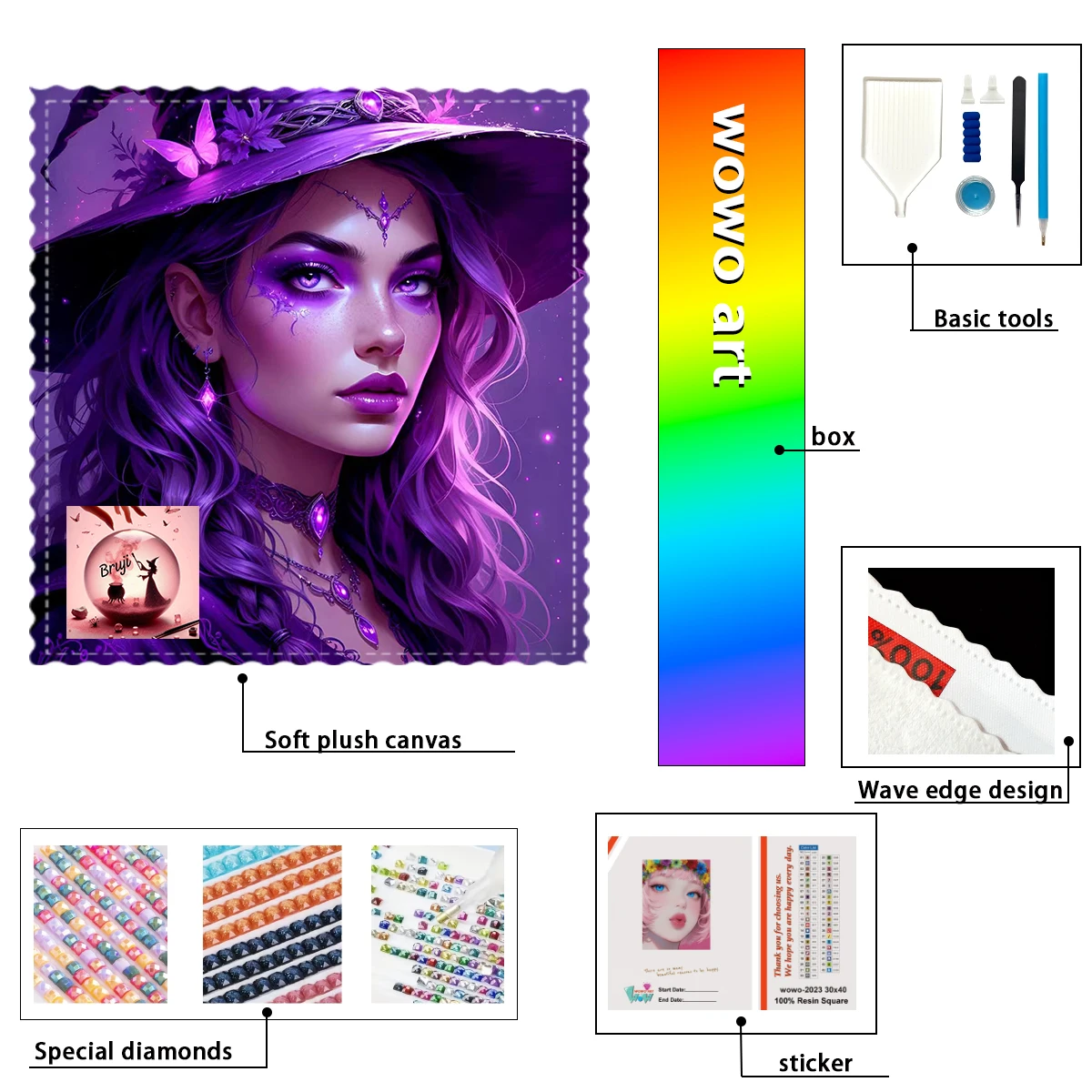 

【Bruji_ Diamond Art】Purple Witch Crystal AB Rhinestone FD Rhinestone Perfect Resin Diamond