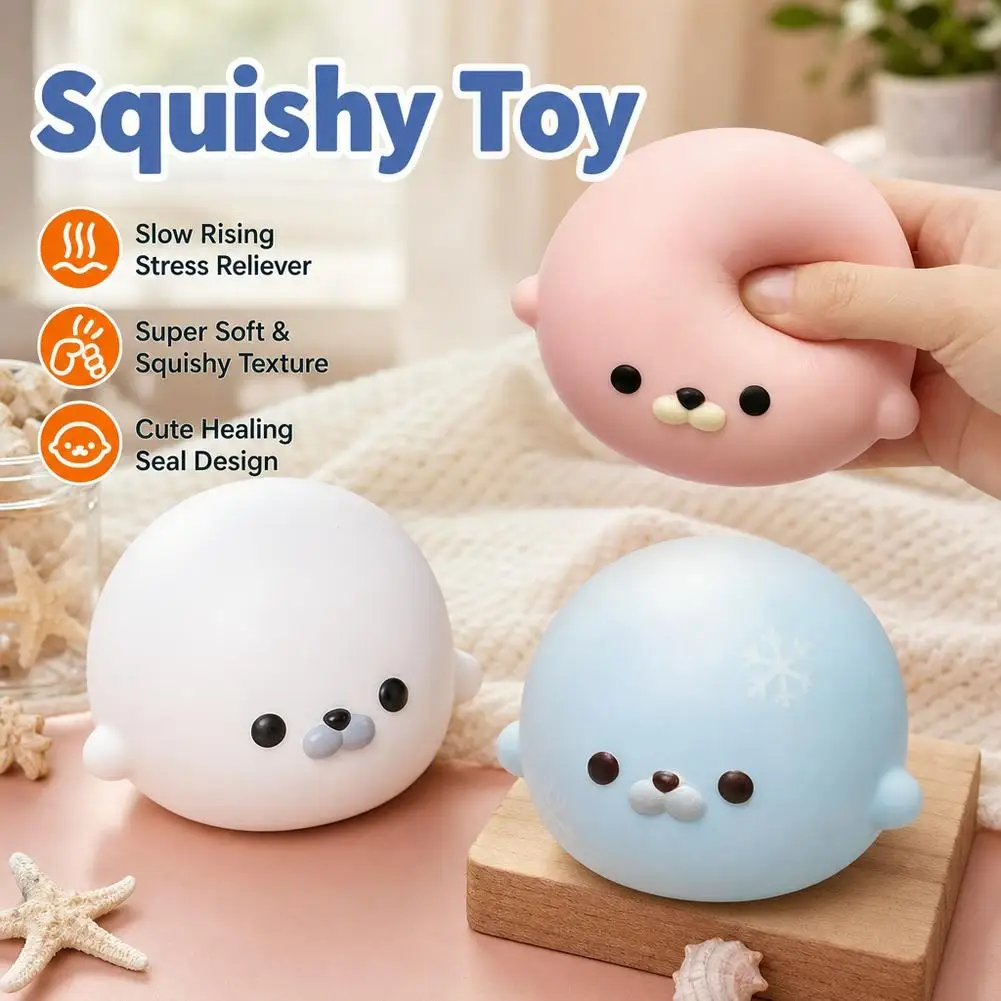 Soft Seal Shaped Slow Rebound Squishy Cream Feel Stress & Anxiety Relief Hand Squeeze Gadget Sea Creature Desktop Decoration
