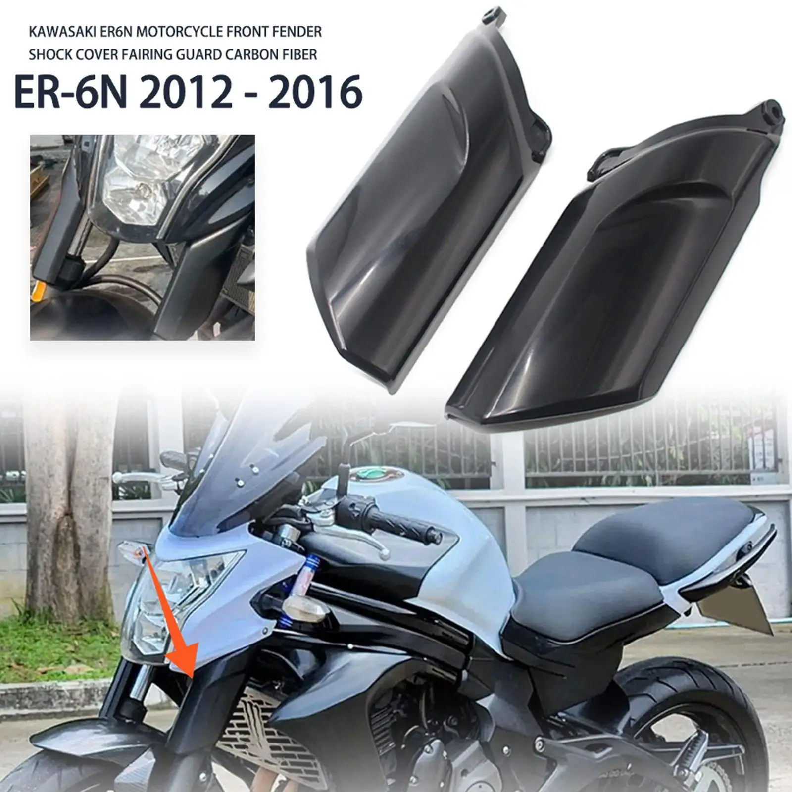 Motorvorkafdekking Zwart Direct Vervangen voor Kawasaki er-6N 2012-2016