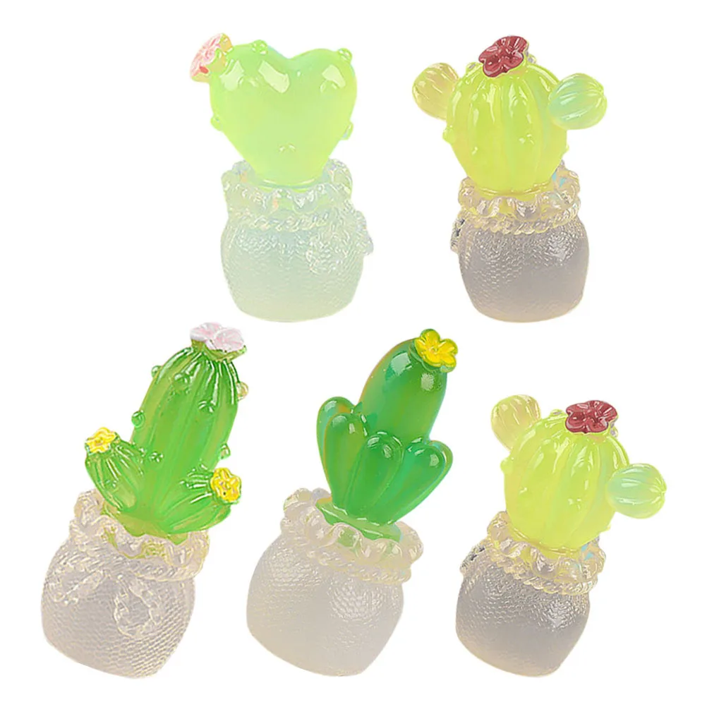 

5pcs Mini Resin Cactus Decors Resin Desktop Decor For Home Office Car Garden Landscaping Ornament Mini House Decoration
