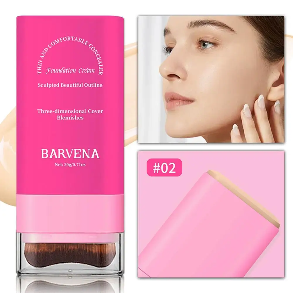 브러쉬 컨실러가 포함된 파운데이션 스틱은 피부톤을 밝게 해주고 메이크업 파운데이션 없이 오랫동안 지속됩니다.