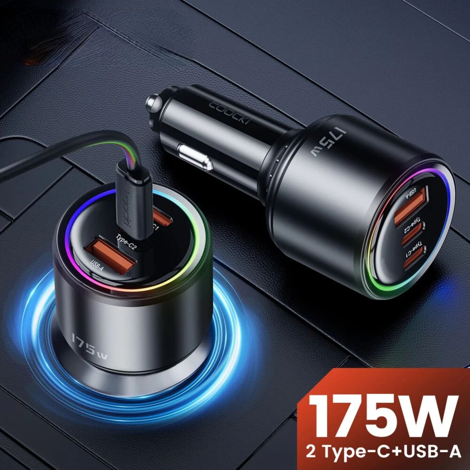 Efficient High Speed 175W Fast Charging Car Phone Charger with Quick Charge 4.0, 3.0, and PPS USB Type C - S23 Model 15 14 for R