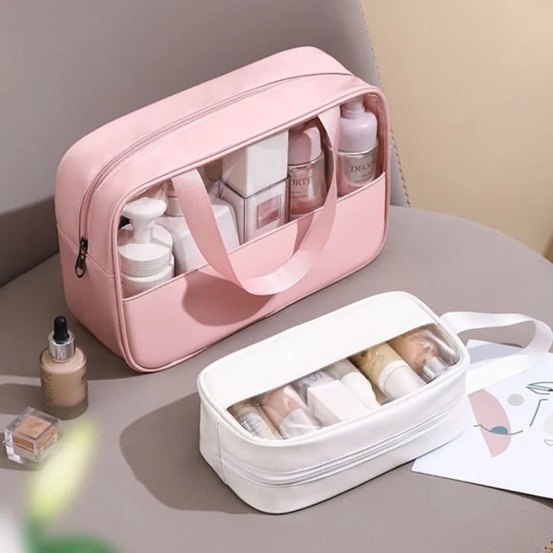 Patchwork Cosmetic Bag Makeup Storag Bag Translucent Large Capacity Bath Bag Organizer Waterproof Portable Travel Storage Bag