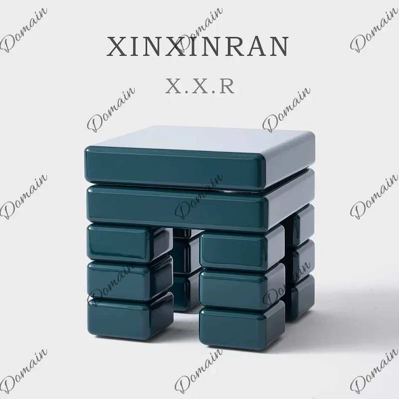 SF Modern Magic Cube Shape Nightstand Creative Storage Cabinet Glossy Dark Green Living Room Side Table