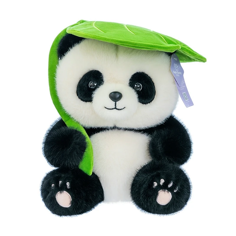 Lindo juguete de peluche de Panda de hoja, almohada de peluche suave, regalo para niños, diseño auténtico, muñeco de Panda de hoja, almohada para abrazar para niños