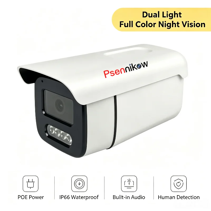 Psennikow New Bullet Camera 4K 5MP 8MP IP Outdoor POE H.265 Onvif Metal CCTV Home 4MP Color Night Vision Security Camera