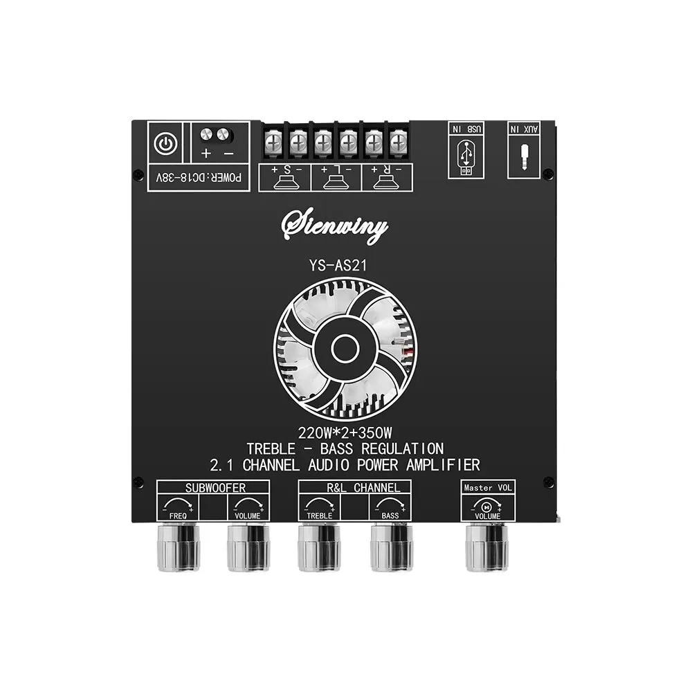 YS-AS21 2*220W+350W 2.1 채널 BT 디지털 전력 증폭기 보드 TPA3251 AMP 서브우퍼 고음 저음 톤 오디오 APP USB 기능