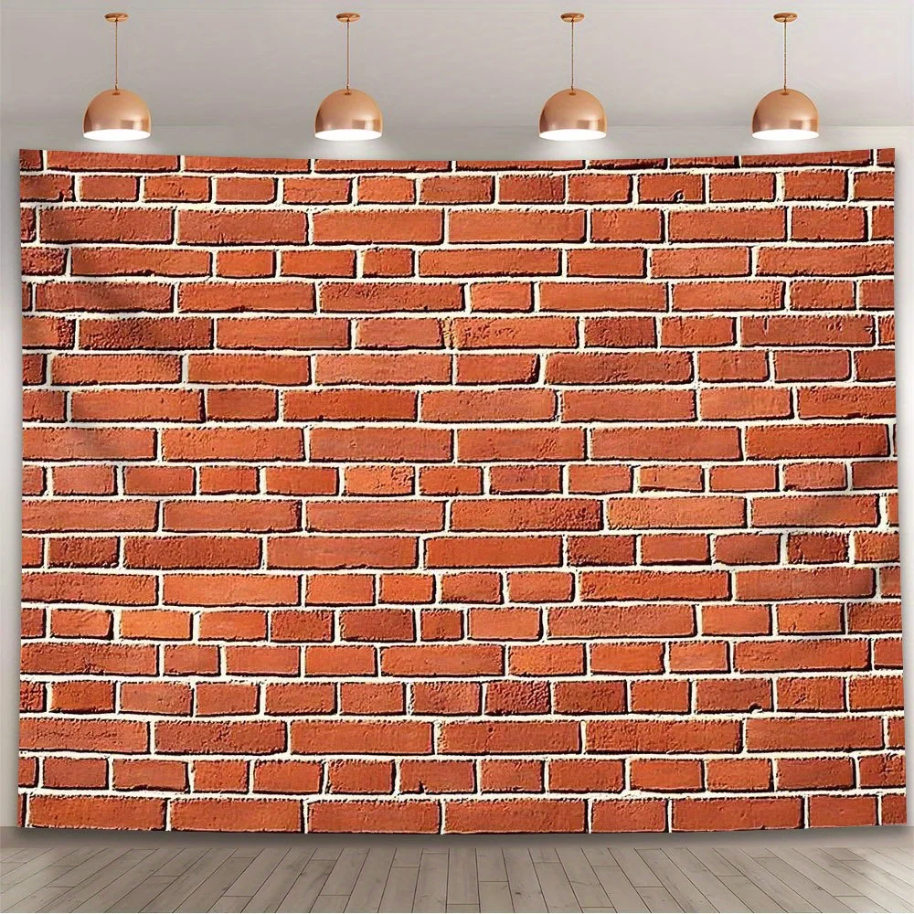 1 Stück roter Backsteinmauer-Hintergrund – kulturelles altes rotes Backstein-Design, geeignet für Partys, Hochzeiten, Geburtstage, strapazierfähiges Polyester