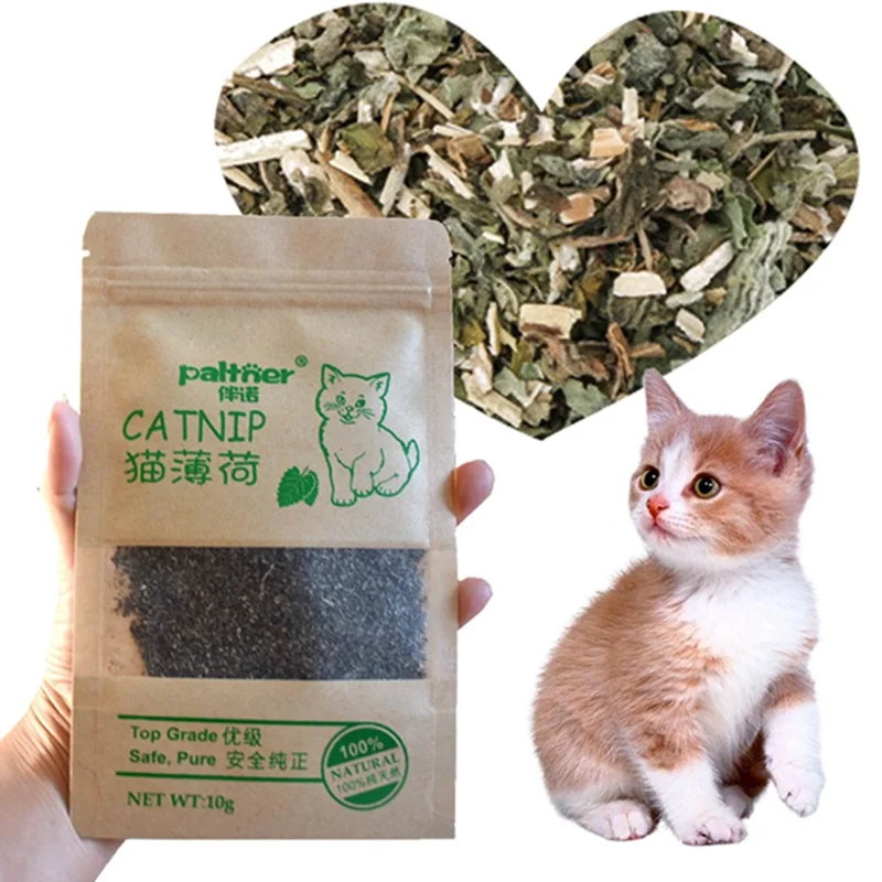 1/2PCS New Organic 100% Natural Cat Catnip Cattle Grass 10g Cat Mint Leaves Menthol Flavor Funny Cat Training Toy Cats Supplies